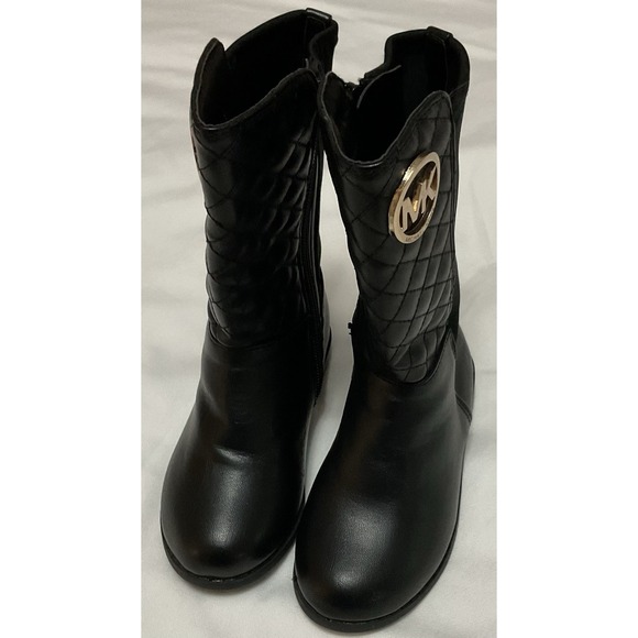 Michael Kors Orchid Black Boots – MK Logo Zip Closure Size US 7 Toddler/Kid - Picture 5 of 10